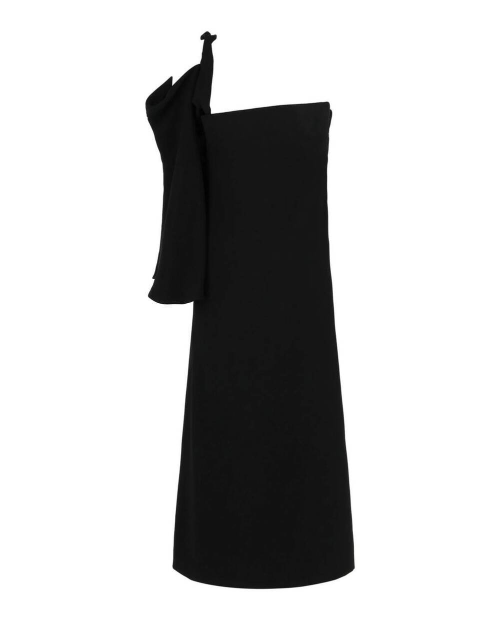 NEW SALVATORE FERRAGAMO women's one-shoulder midi dress in black